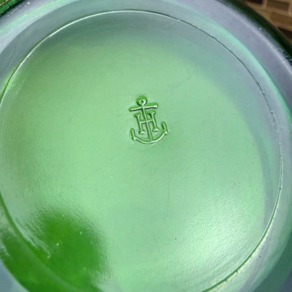 VTG Anchor Hocking Forest Green Glass Mixing Bowl Vintage Mid Century 6